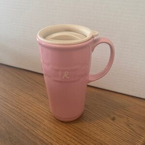 Longaberger Pink Travel Mug with Cream Lid